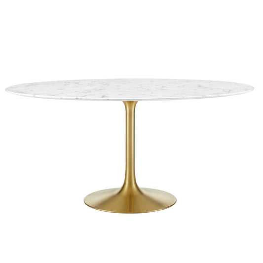 Ensemble Round Faux Marble Dining Table, XXL, Gold & White