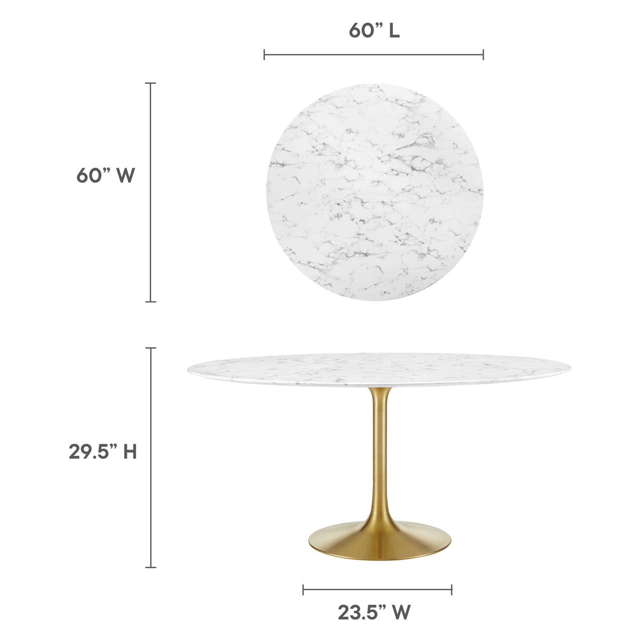 Ensemble Round Faux Marble Dining Table, XXL, Gold & White