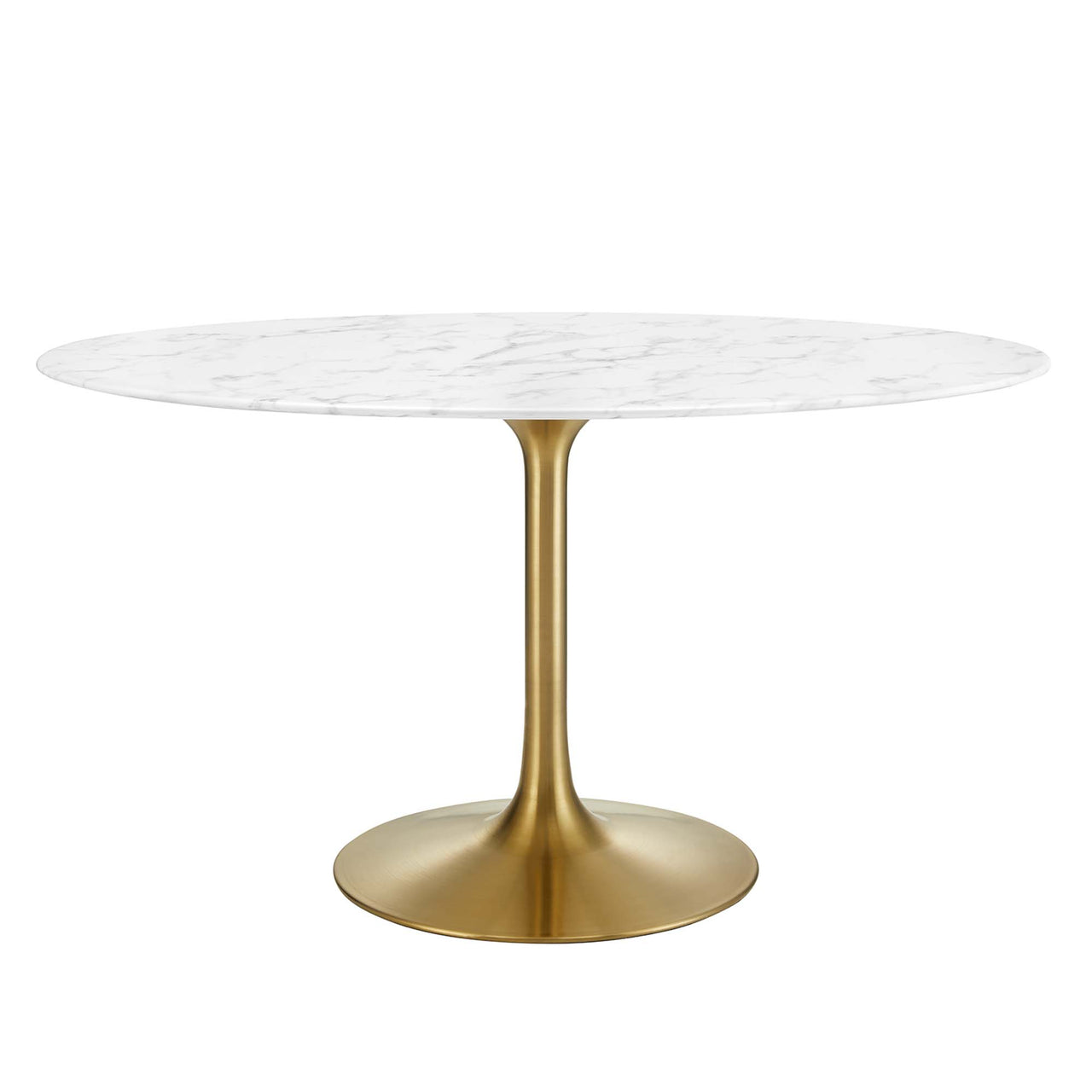 Ensemble Oval Faux Marble Dining Table, Medium, Gold & White