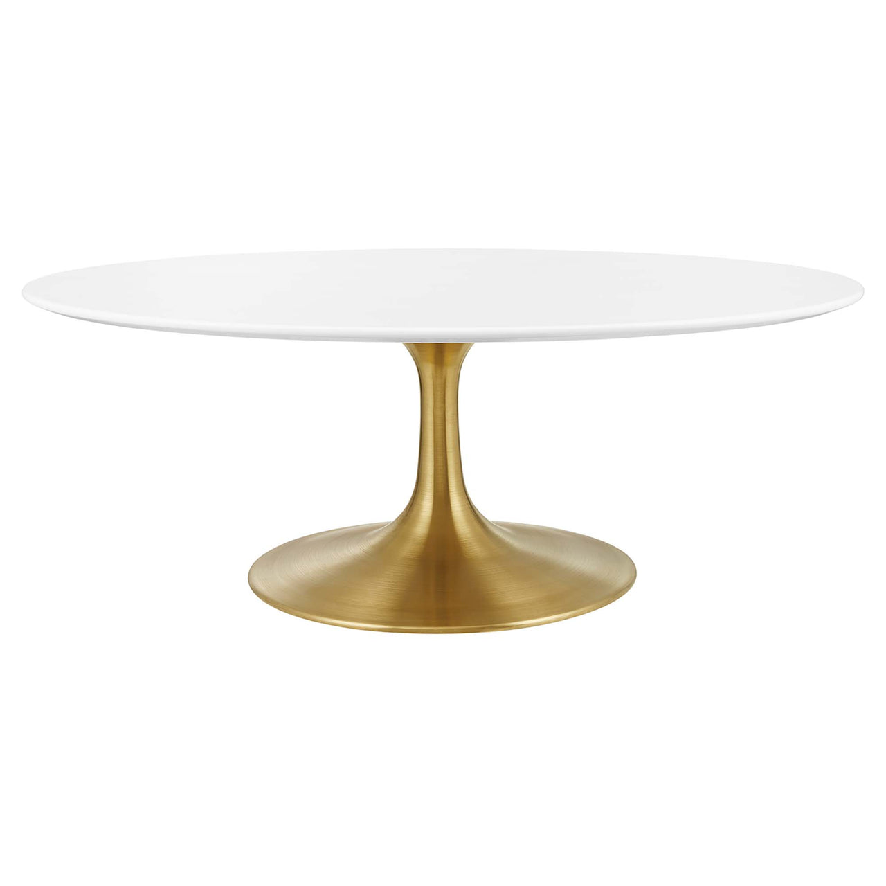 Ensemble Oval Coffee Table, Small, Gold & White