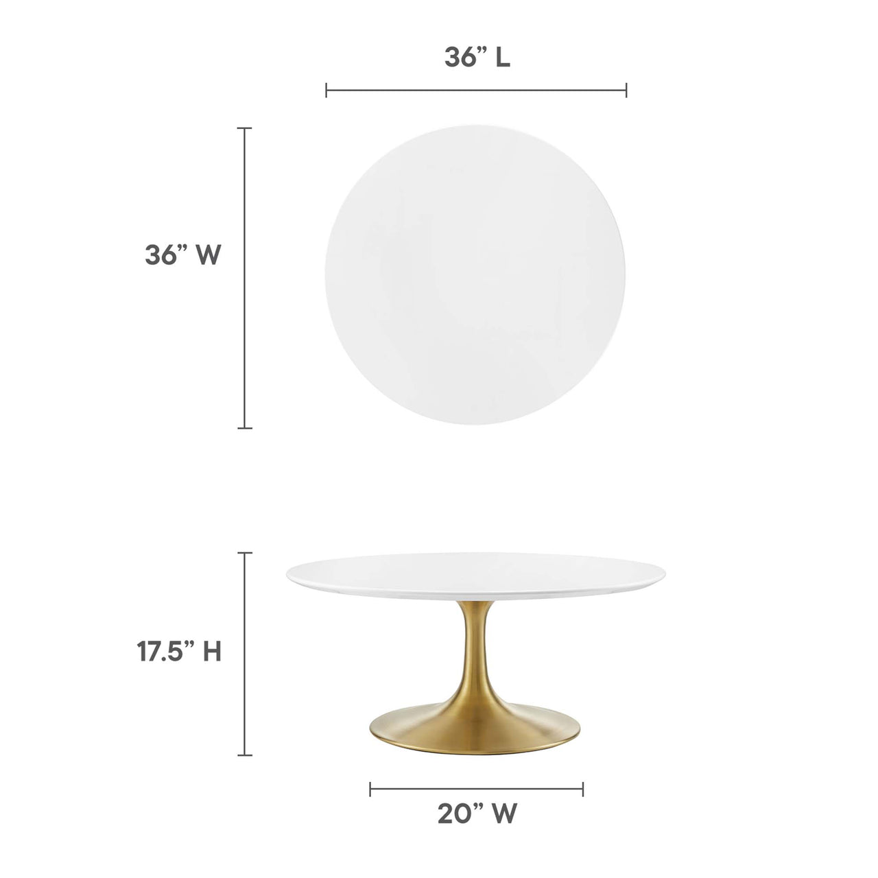 Ensemble Round Coffee Table, Medium, Gold & White