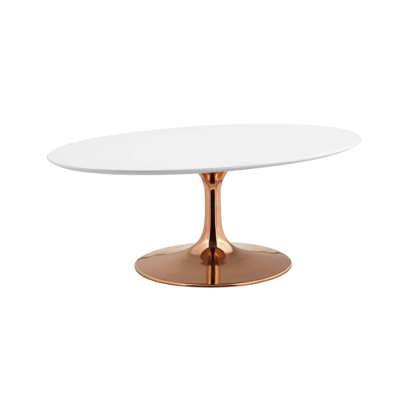 Ensemble Oval Coffee Table, Small, Rose Gold & White