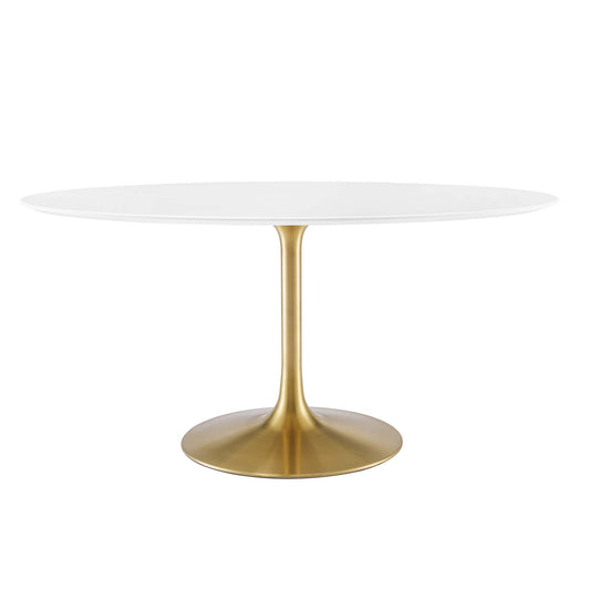 Ensemble Oval Dining Table, Large, Gold & White