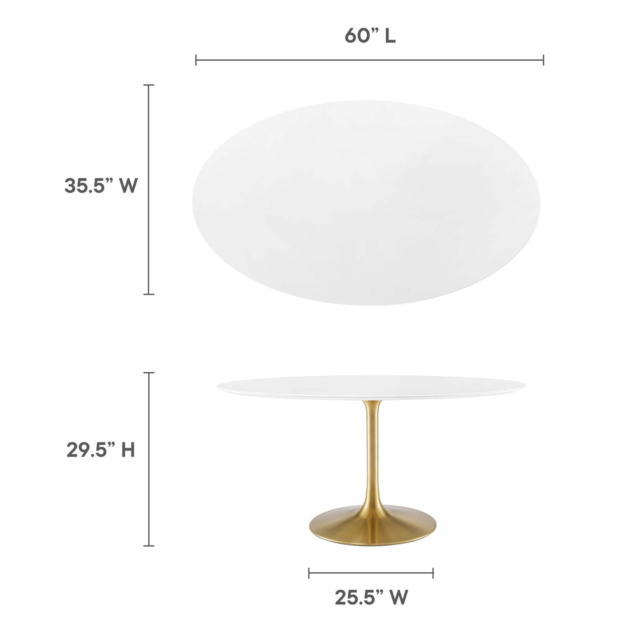 Ensemble Oval Dining Table, Large, Gold & White