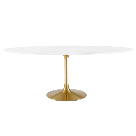 Ensemble Oval Dining Table, Extra Large, Gold & White