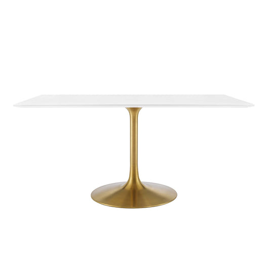 Ensemble Rectangular Wood Dining Table, Medium, Gold & White