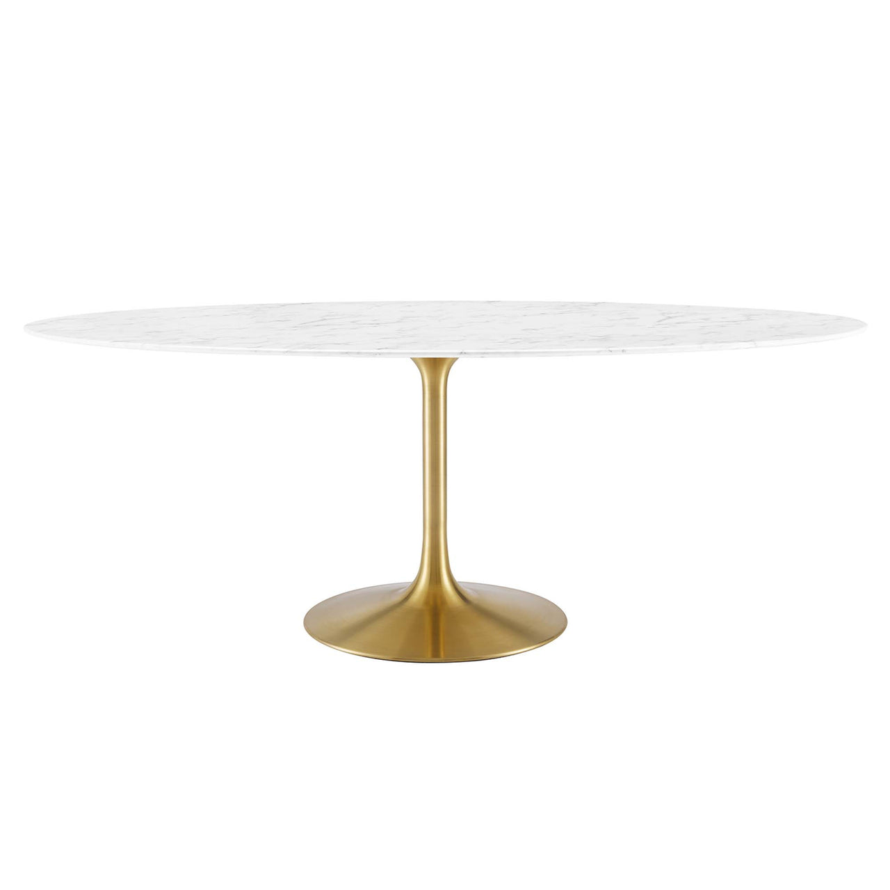 Ensemble Oval Faux Marble Dining Table, Extra Large, Gold & White