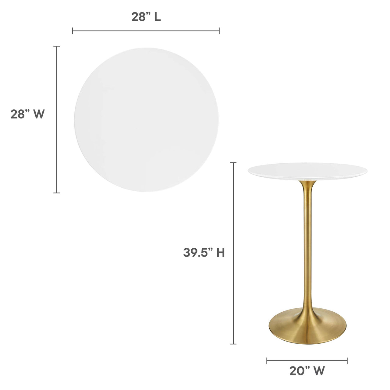 Ensemble Round Bar Table, Gold & White