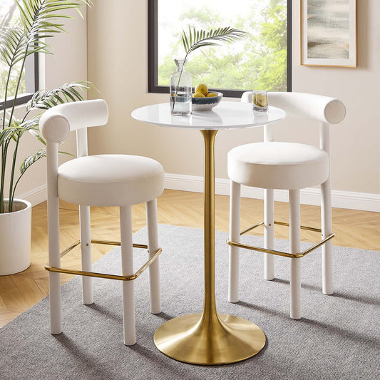 Ensemble Round Bar Table, Gold & White
