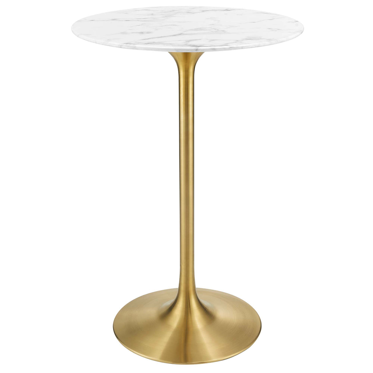 Ensemble Round Faux Marble Bar Table, Gold & White