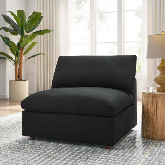 Angelic Cloudblend Armless Chair | Modular Sectional Component, Black