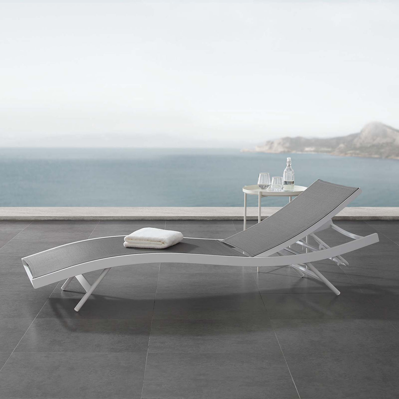 Dive Alfresco Chaise Sunlounger, White & Gray