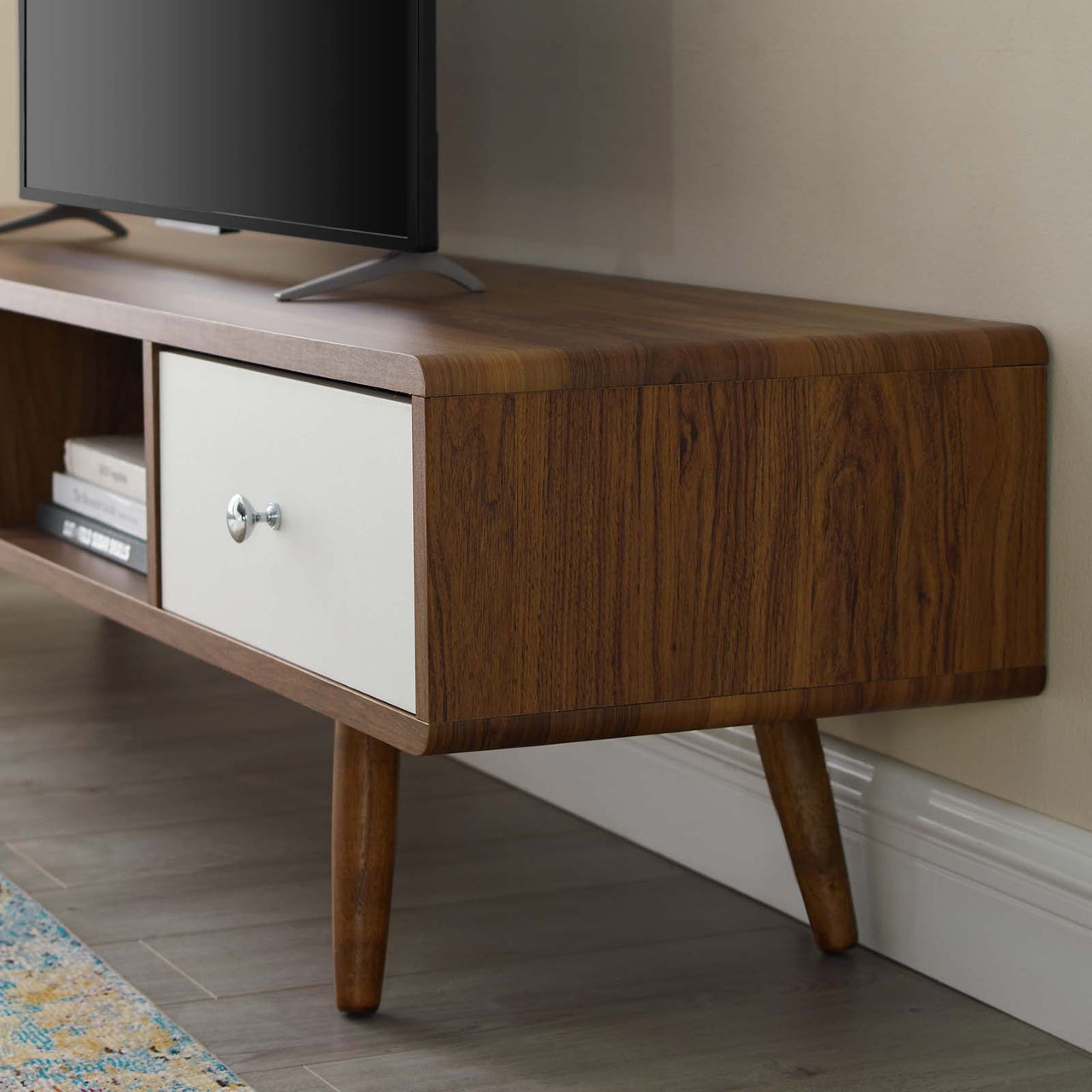 Erisen TV Stand, Large, Walnut & White