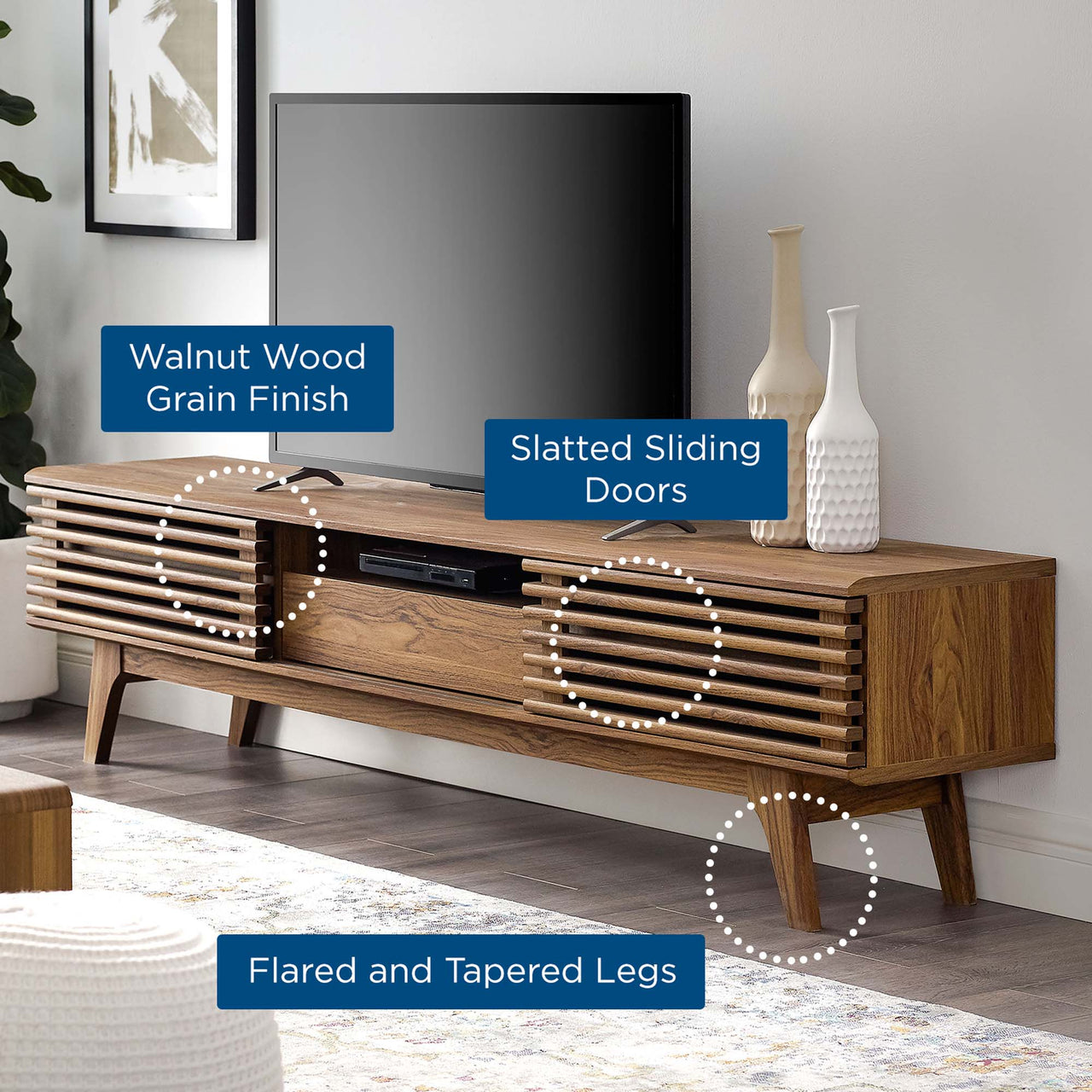 Ventra TV Stand, Large, Walnut