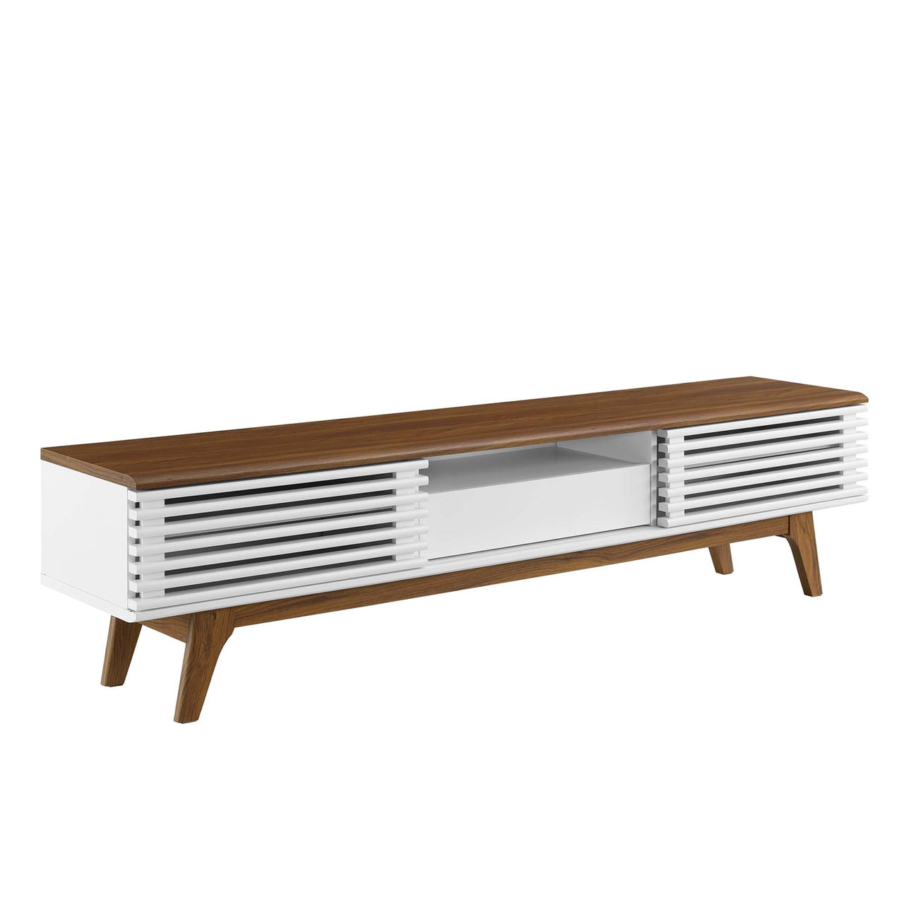 Ventra TV Stand, Large, Walnut & White