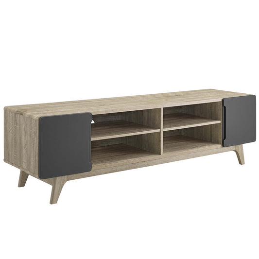 Medusa TV Stand, Large, Natural Wood & Gray