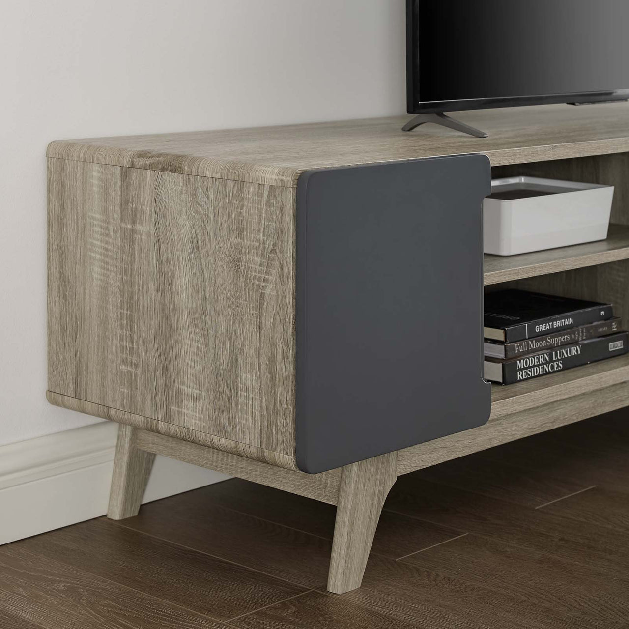 Medusa TV Stand, Large, Natural Wood & Gray