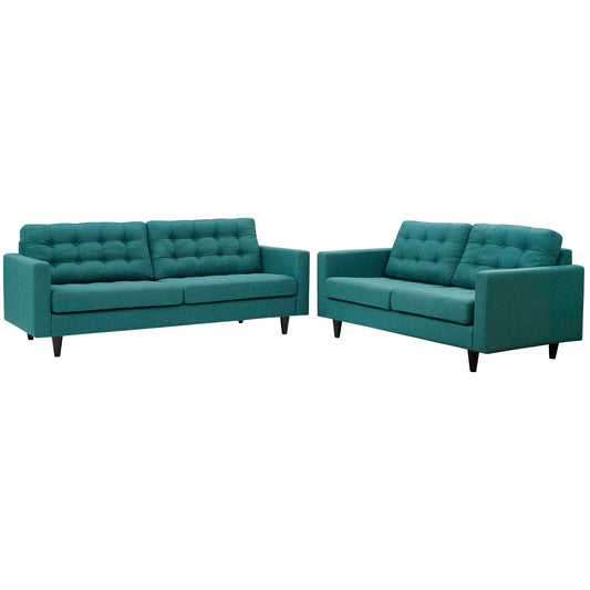 Dynasty Sofa & Loveseat Set, Teal