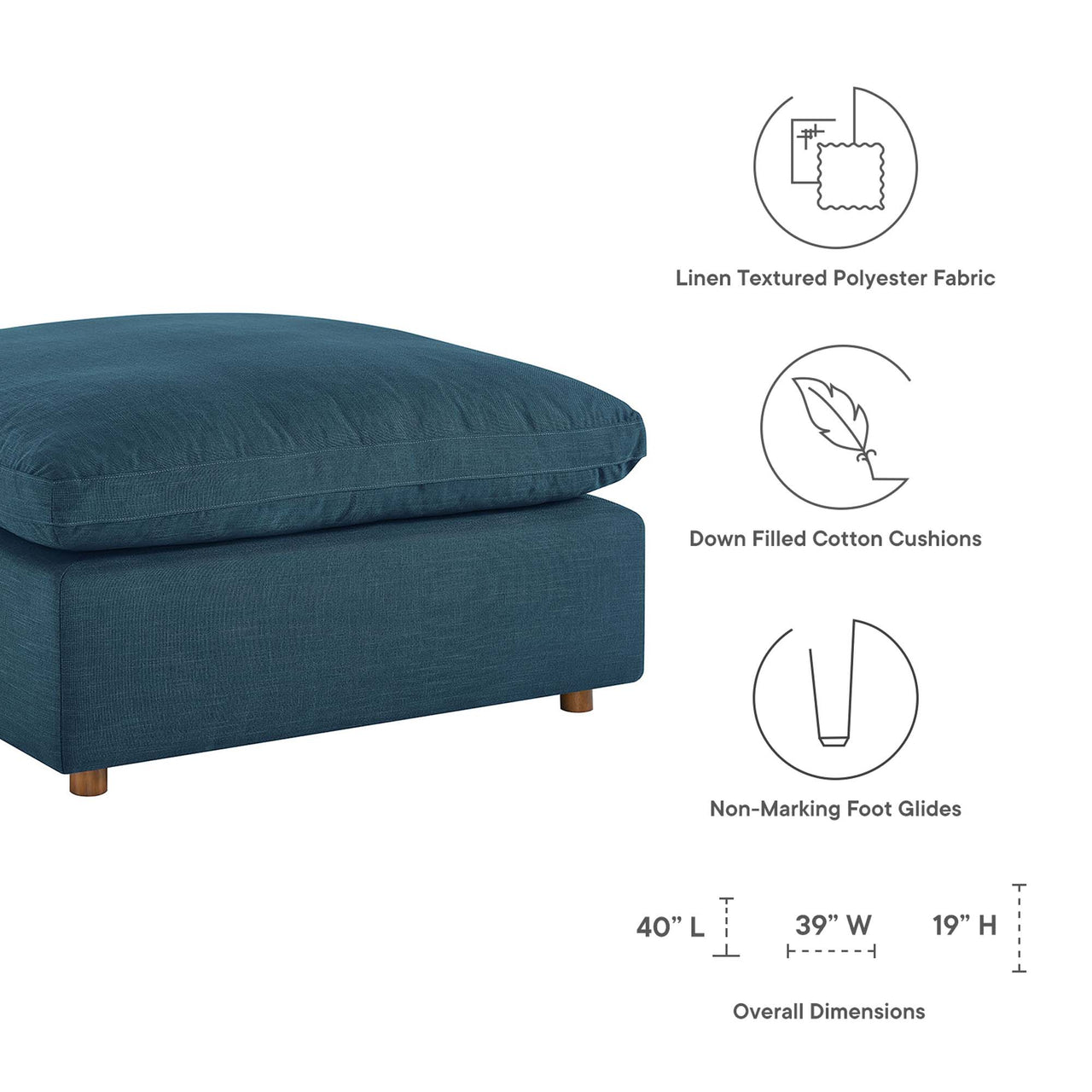 Angelic Cloudblend Ottoman | Modular Sectional Component, Azure