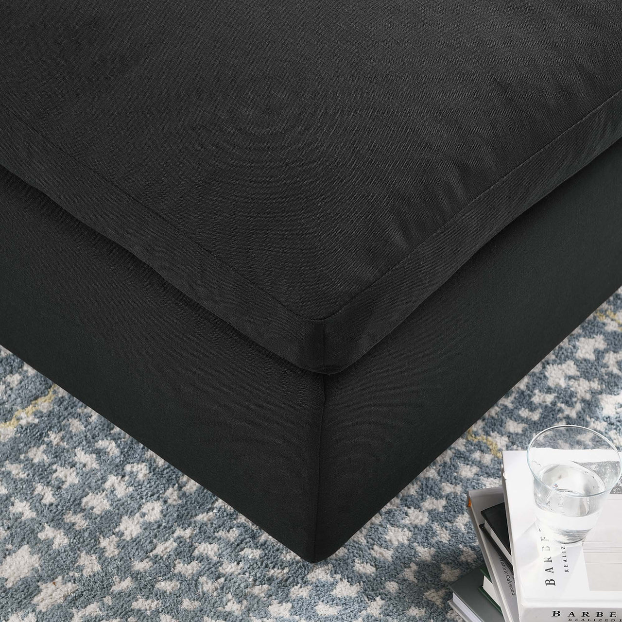 Angelic Cloudblend Ottoman | Modular Sectional Component, Black