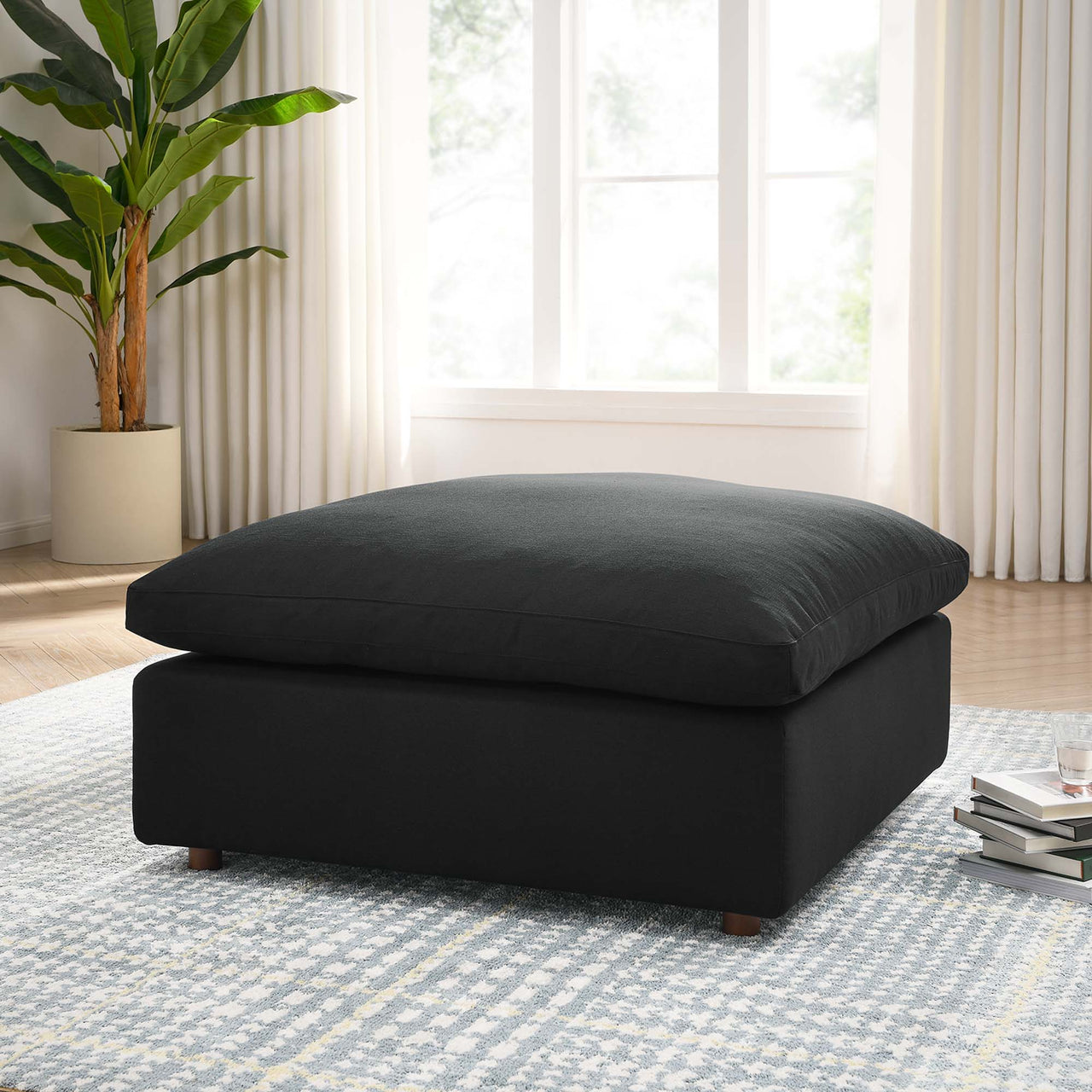 Angelic Cloudblend Ottoman | Modular Sectional Component, Black