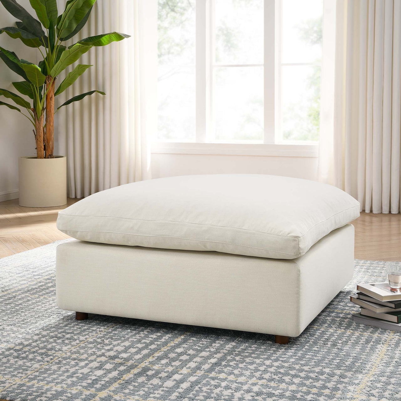 Angelic Cloudblend Ottoman | Modular Sectional Component, Light Beige