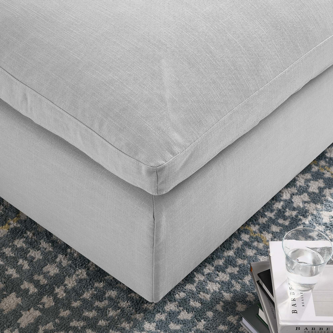 Angelic Cloudblend Ottoman | Modular Sectional Component, Light Gray