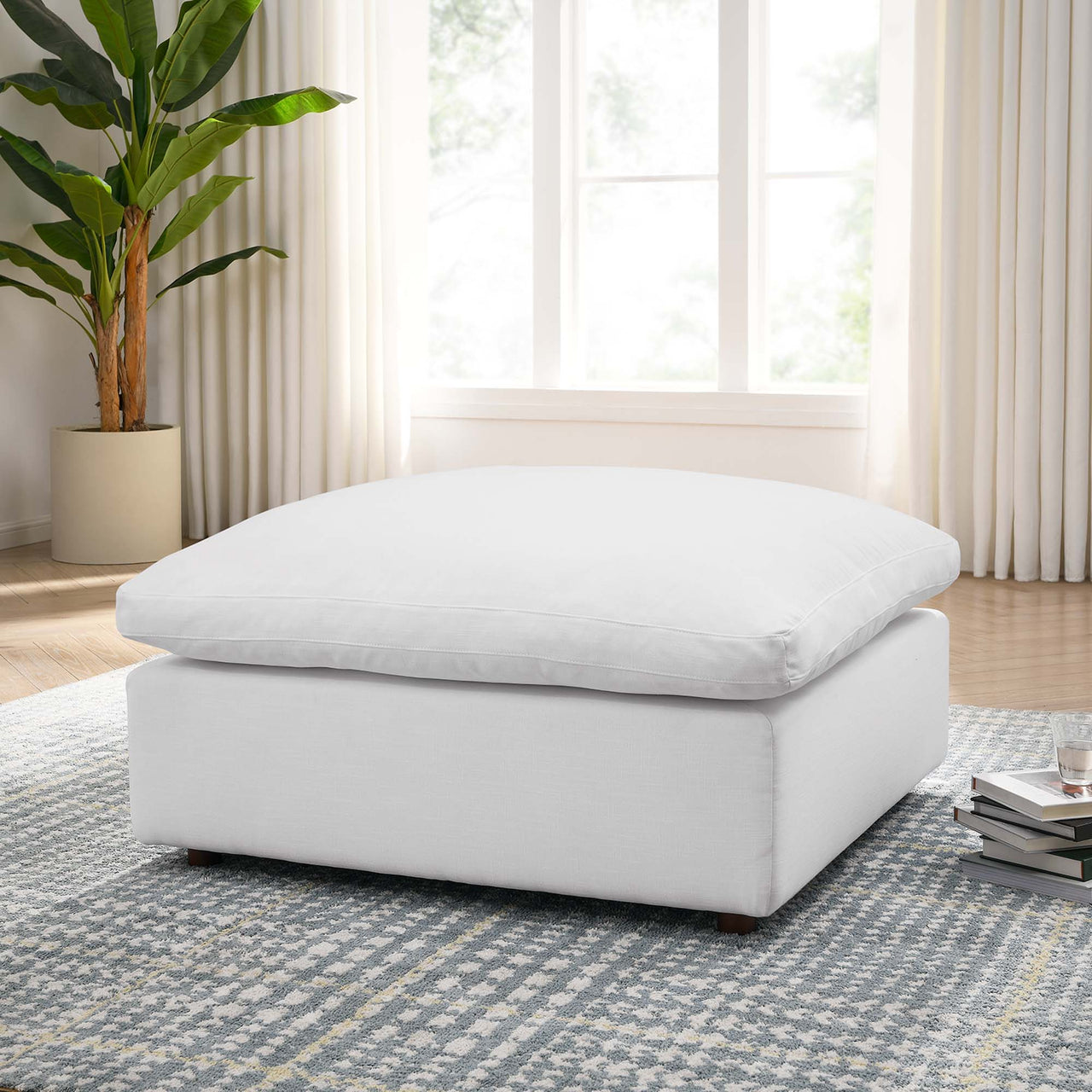 Angelic Cloudblend Ottoman | Modular Sectional Component, Pure White
