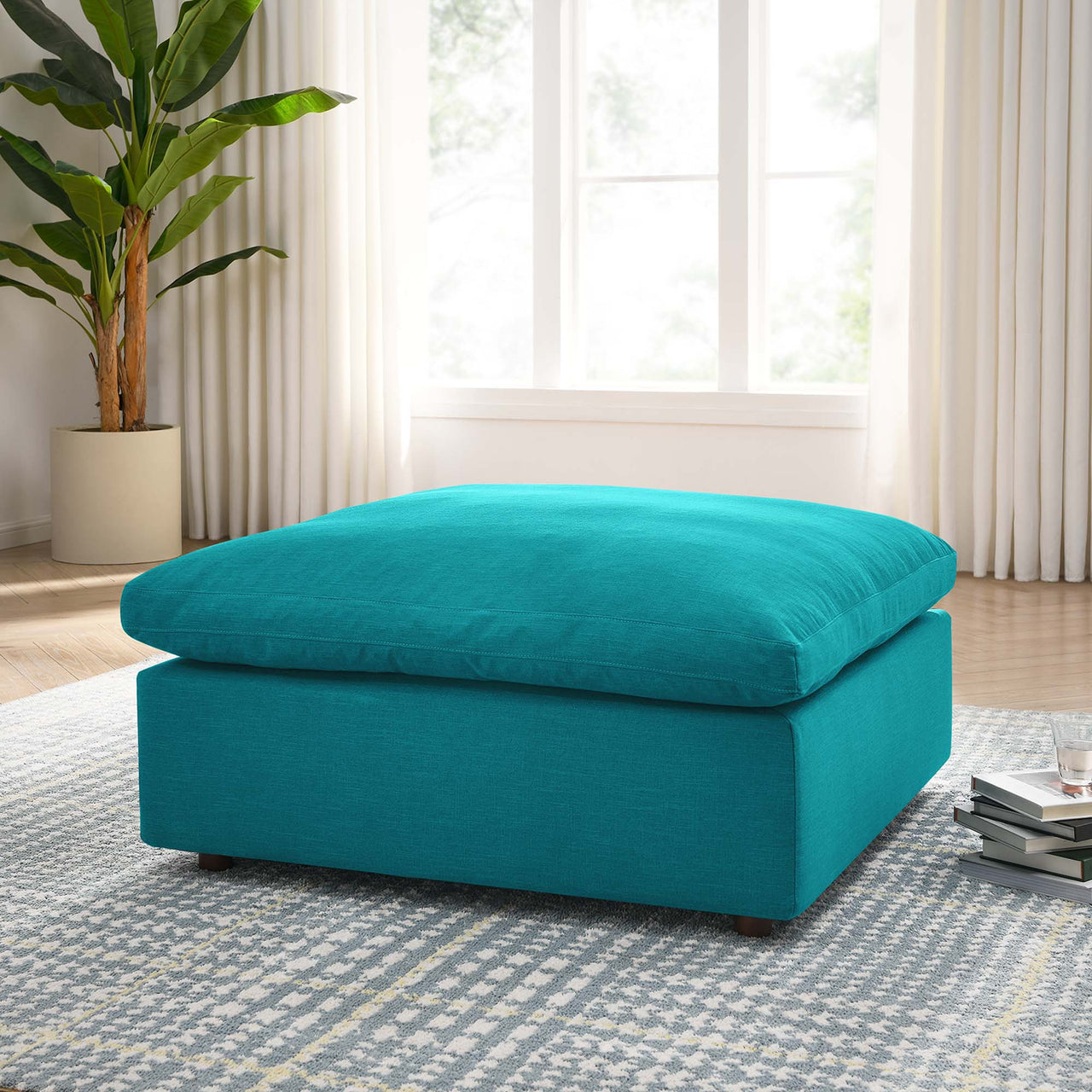 Angelic Cloudblend Ottoman | Modular Sectional Component, Teal
