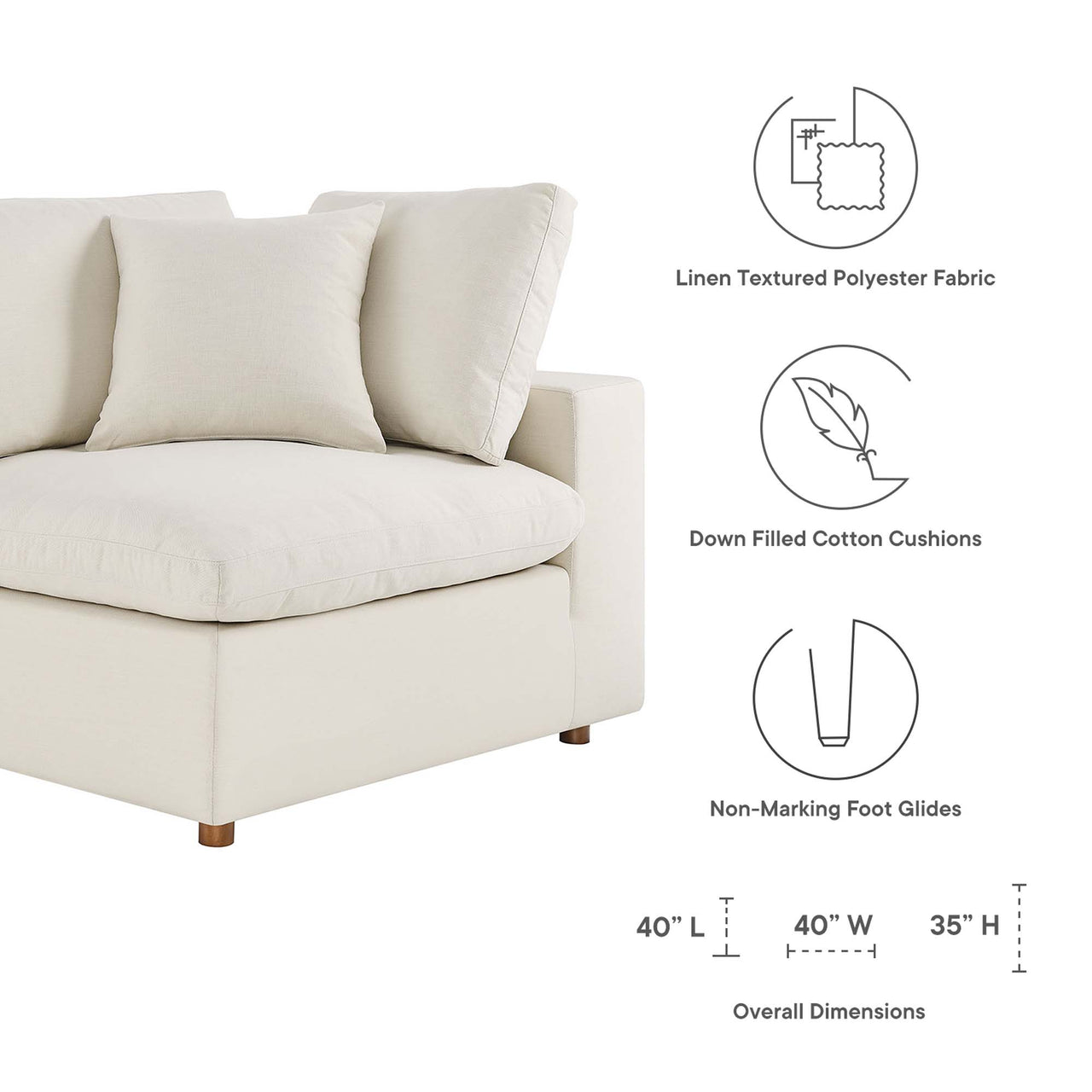 Angelic Cloudblend Corner Chair | Modular Sectional Component, Light Beige