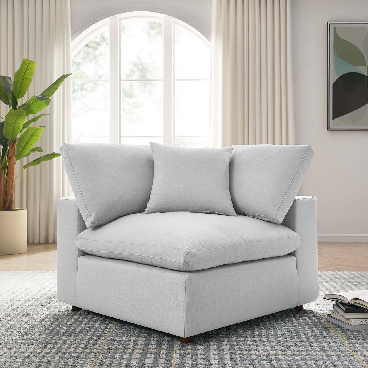 Angelic Cloudblend Corner Chair | Modular Sectional Component, Light Gray