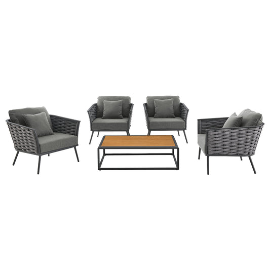 Stellan 5-Piece Alfresco Conversation Set, Gray & Charcoal