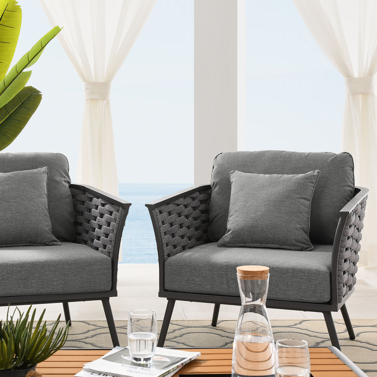 Stellan 5-Piece Alfresco Conversation Set, Gray & Charcoal