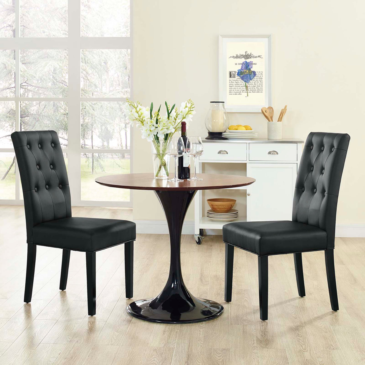Octave Eco-Leather Dining Chair Set of 2, Black