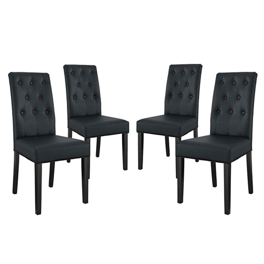 Octave Eco-Leather Dining Chair Set of 4, Black