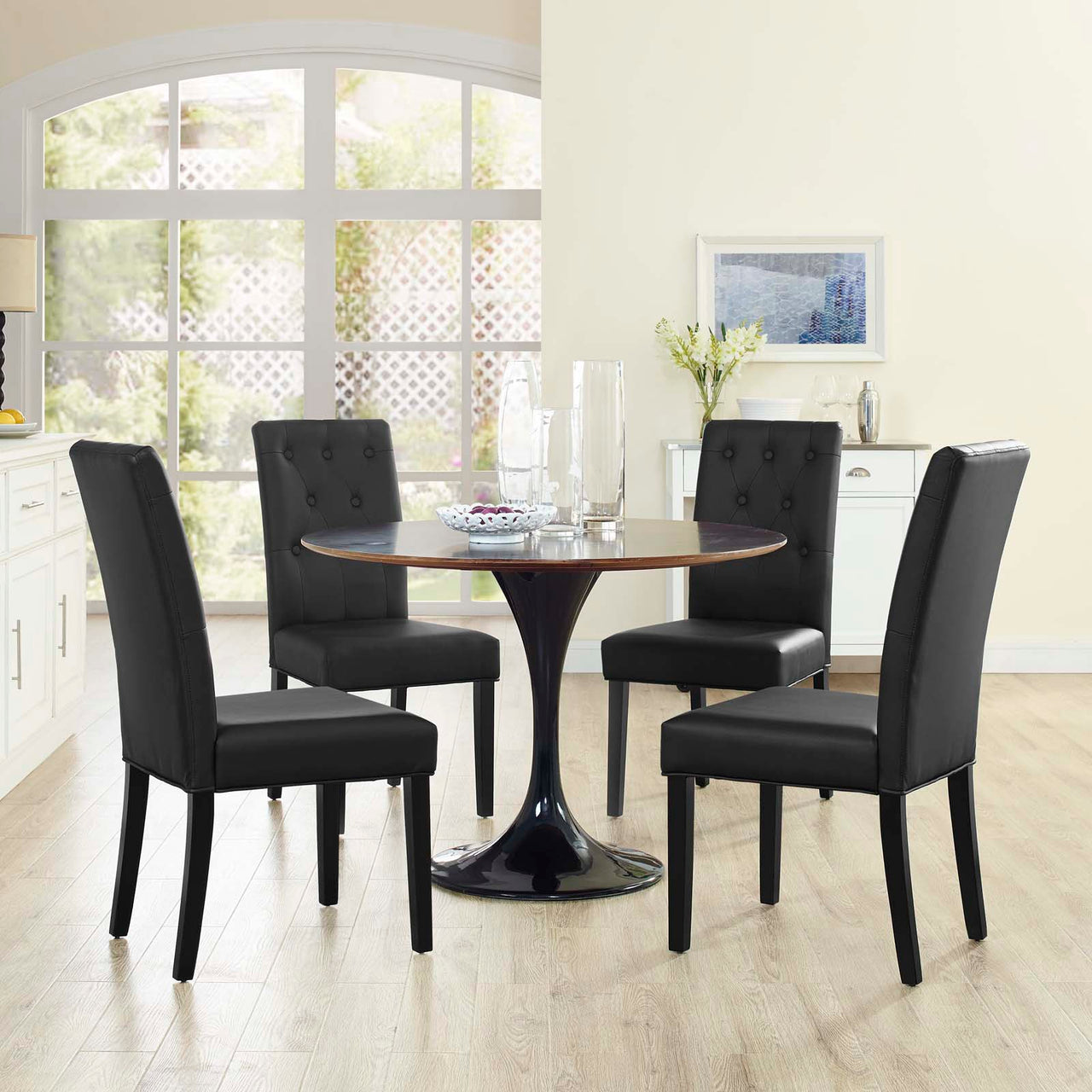 Octave Eco-Leather Dining Chair Set of 4, Black