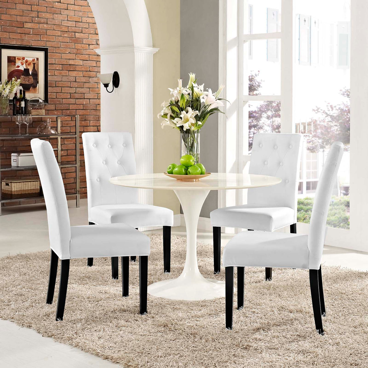Octave Eco-Leather Dining Chair Set of 4, White