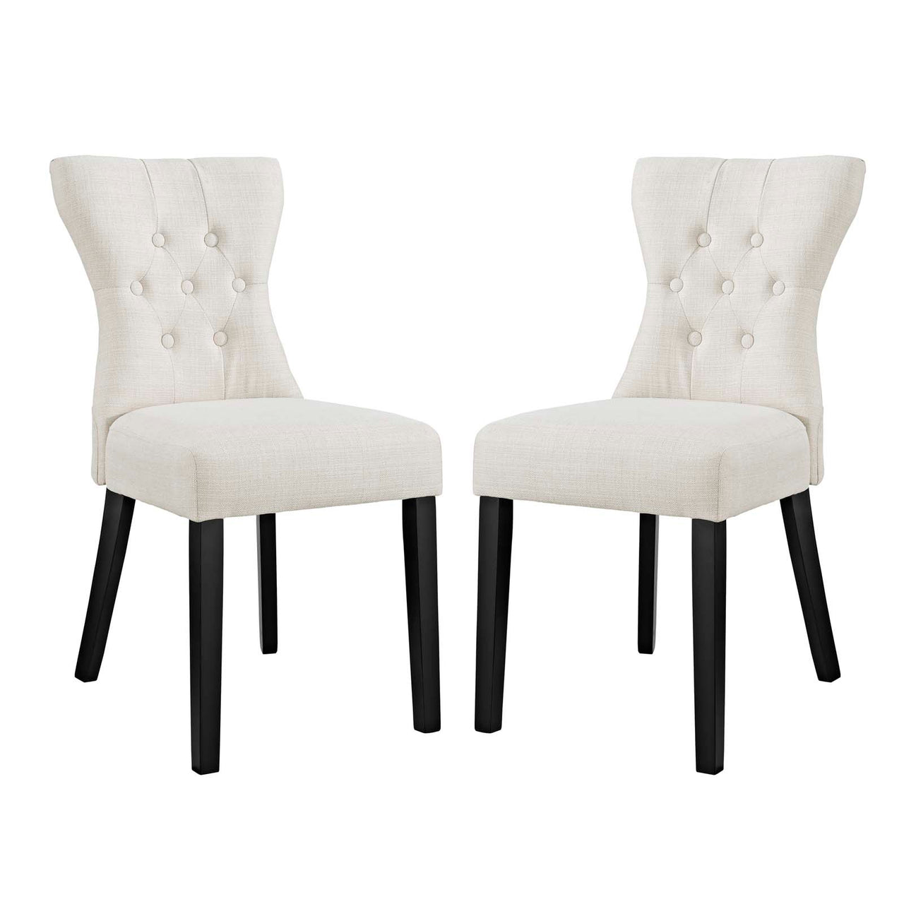 Hourglass Fabric Dining Chair Set of 2, Beige