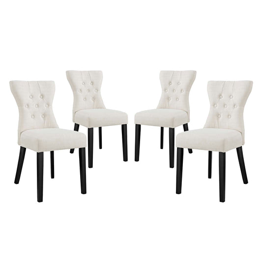 Hourglass Fabric Dining Chair Set of 4, Beige