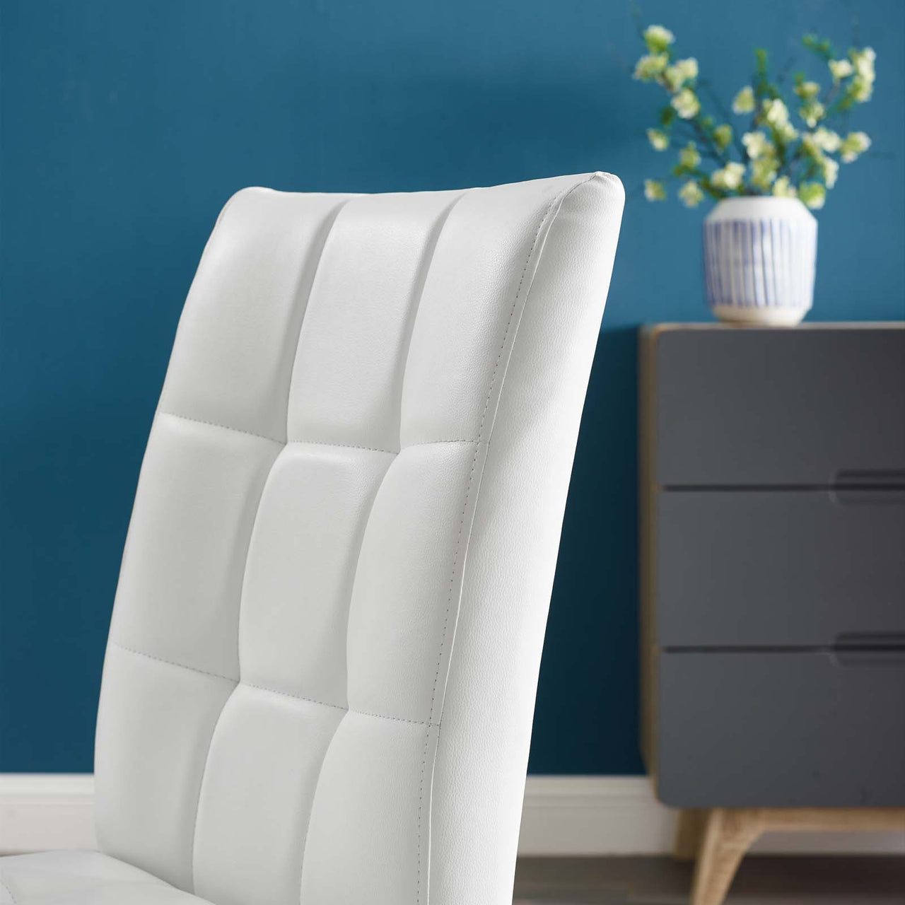 Ambrine Eco-Leather Dining Chair Set of 2, White