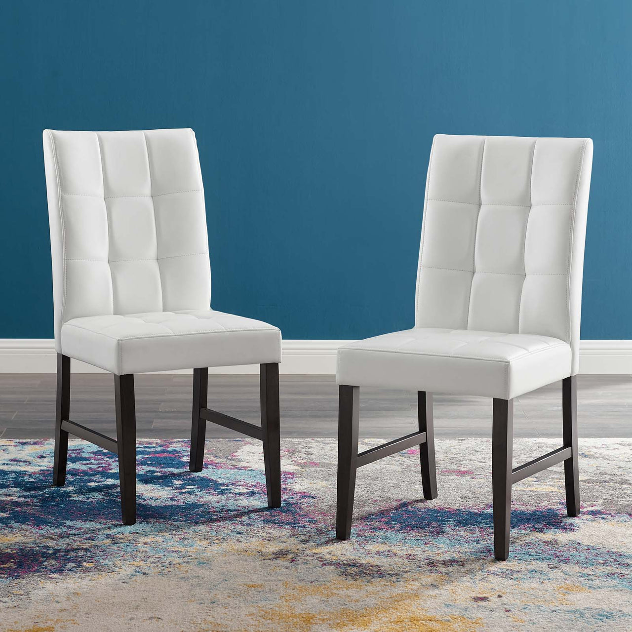Ambrine Eco-Leather Dining Chair Set of 2, White