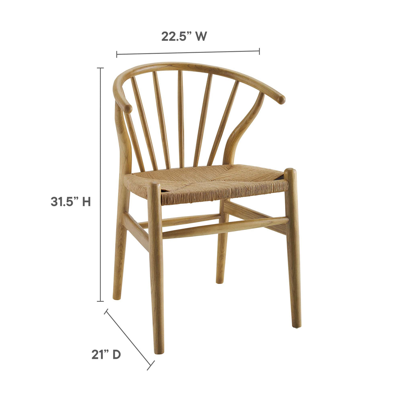 Kate Dining Chair, Natural Wood