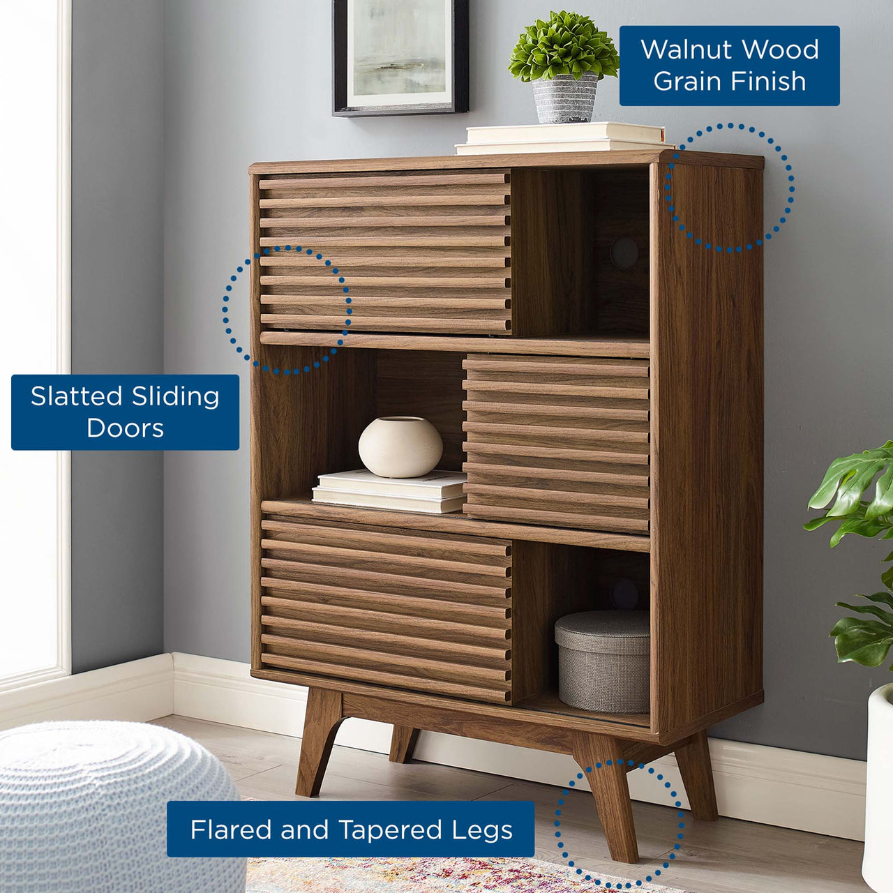 Ventra Storage Cabinet Stand, Walnut