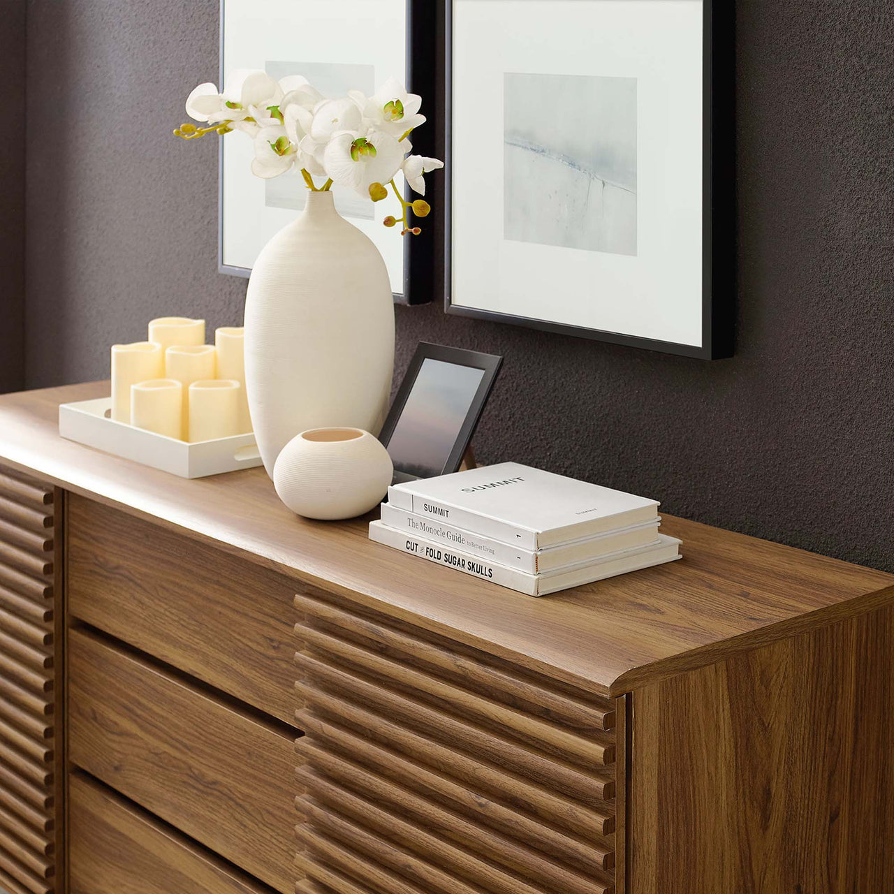 Ventra Sideboard Buffet Table | TV Stand, Medium, Walnut