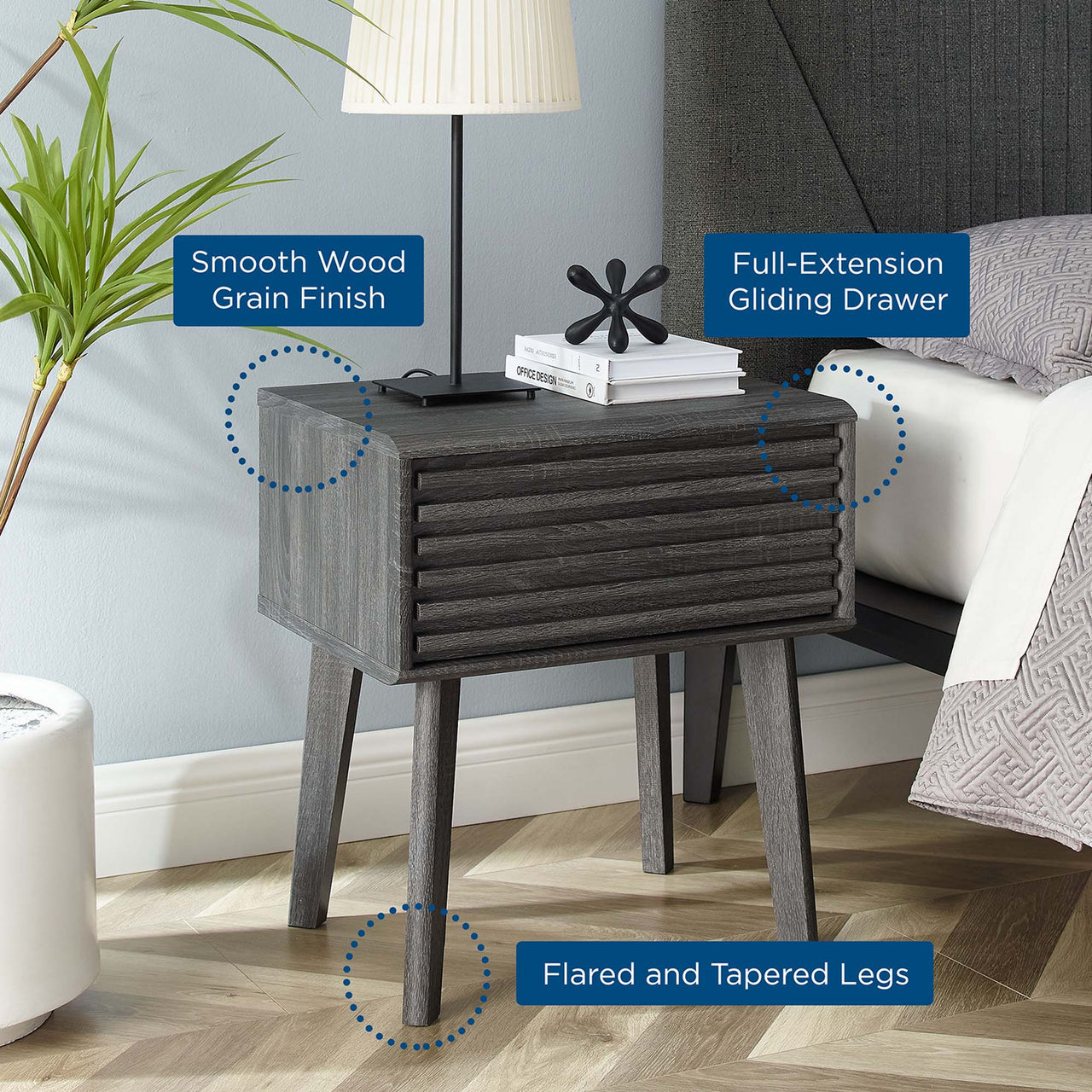 Ventra End Table, Charcoal