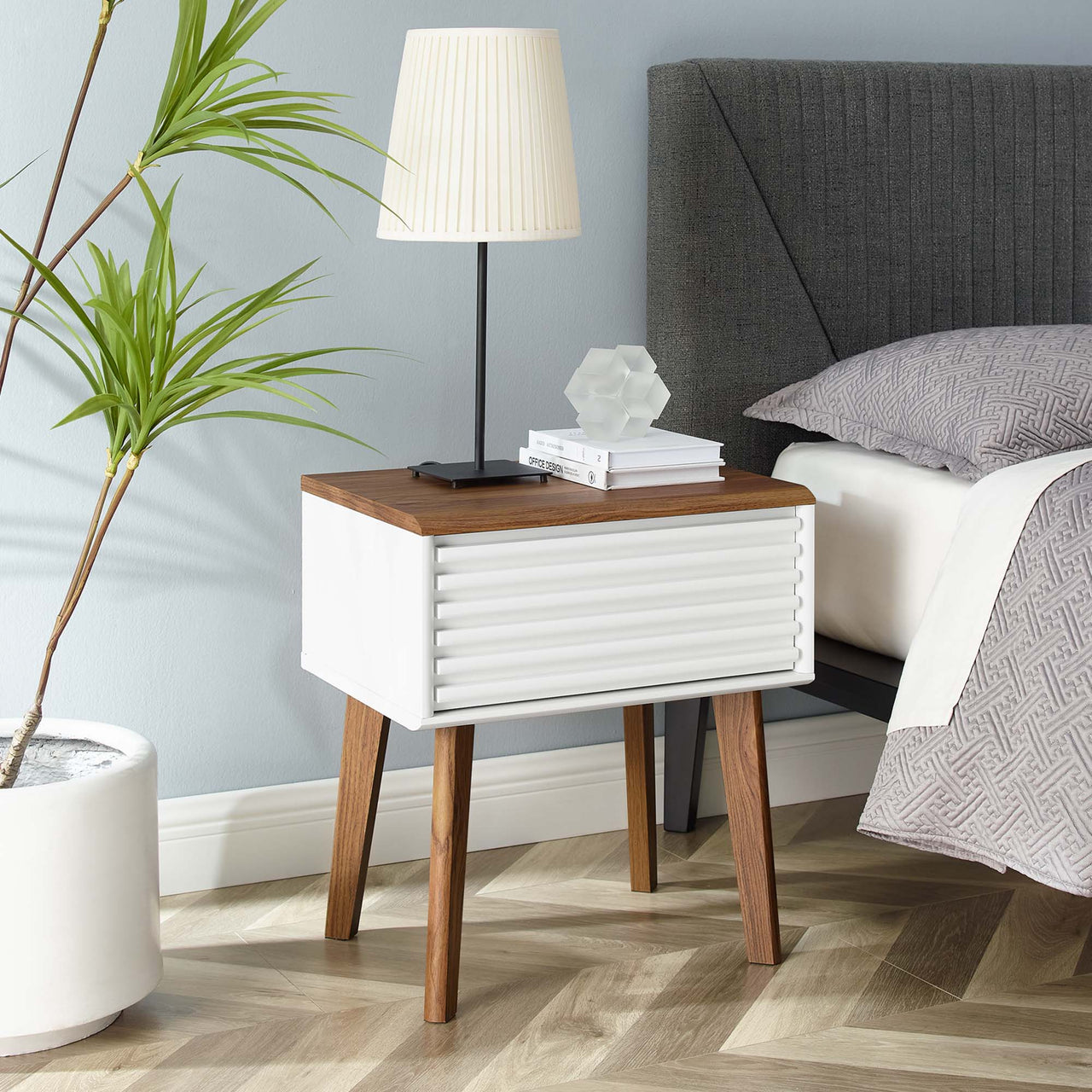 Ventra End Table, Walnut & White