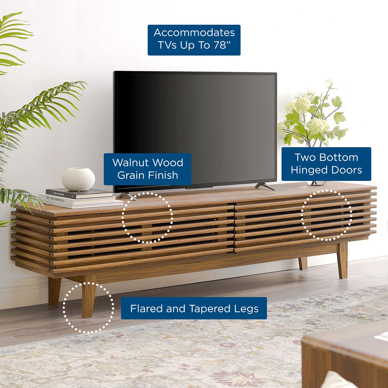 Ventra Deep TV Stand, Large, Walnut