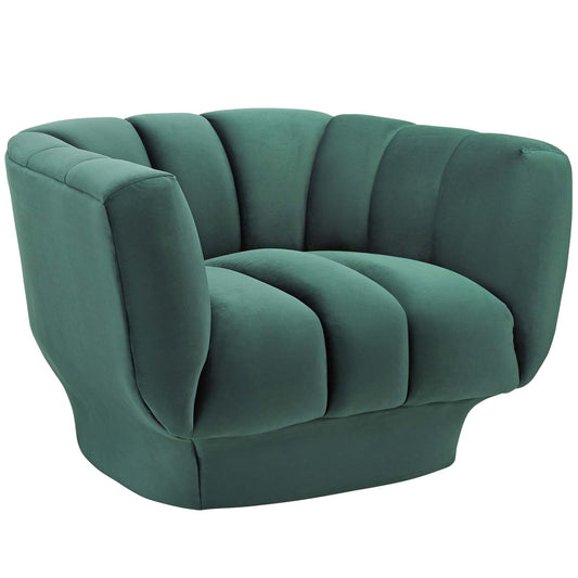Imprint Velvet Armchair, Green