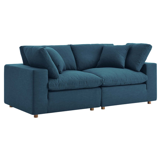 Angelic 2-Piece Cloudblend Loveseat Sectional, Azure
