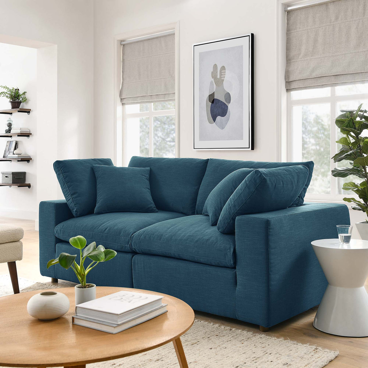 Angelic 2-Piece Cloudblend Loveseat Sectional, Azure